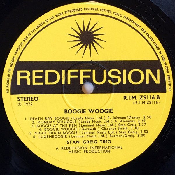 The Stan Greig Trio : Boogie Woogie (LP)