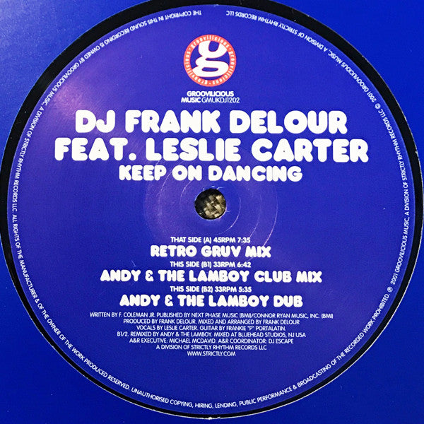 Frank Delour Feat. Leslie Carter : Keep On Dancing (12", Promo)