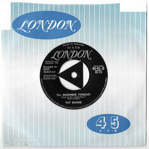Pat Boone : I'll Remember Tonight (7", Single, Tri)