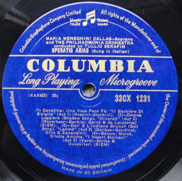 Maria Callas : Sings Operatic Arias (LP, Mono, RP)