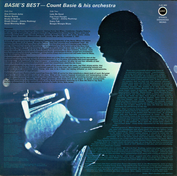 Count Basie Orchestra : Basie's Best (LP, Album, RE, RM)