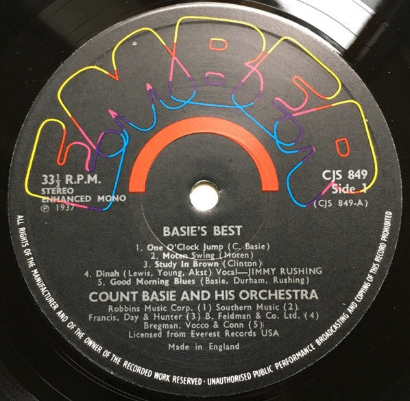 Count Basie Orchestra : Basie's Best (LP, Album, RE, RM)