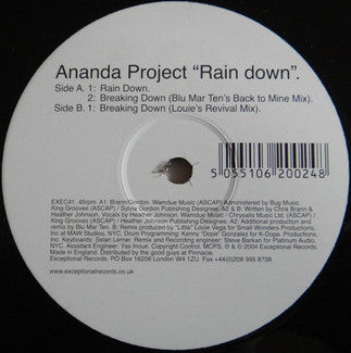 Ananda Project* : Rain Down / Breaking Down (12")