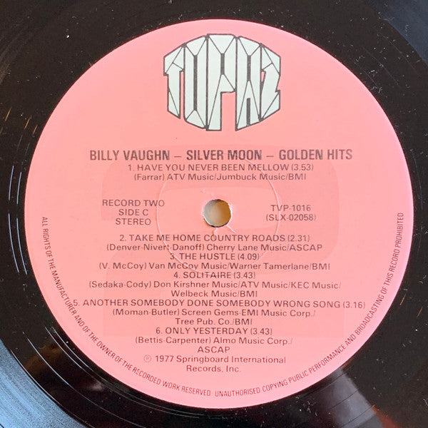 Billy Vaughn : Silver Moon Golden Hits (The Golden Sound Of Billy Vaughn) (2xLP, Comp)