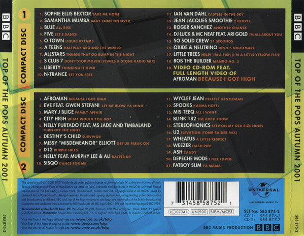 Various : Top Of The Pops - Autumn 2001 (2xCD, Comp)