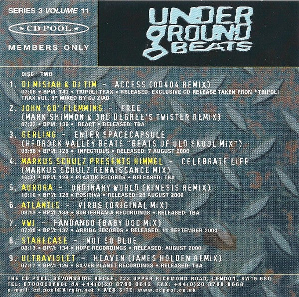 Various : Underground Beats (Series 3 Volume 11) (2xCD, Comp, Promo)