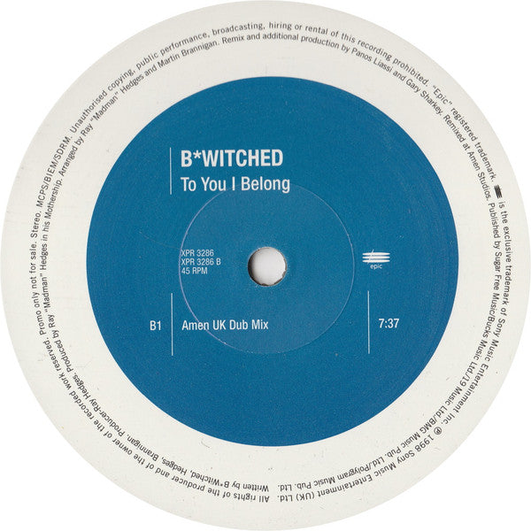 B*Witched : To You I Belong (12", Promo)