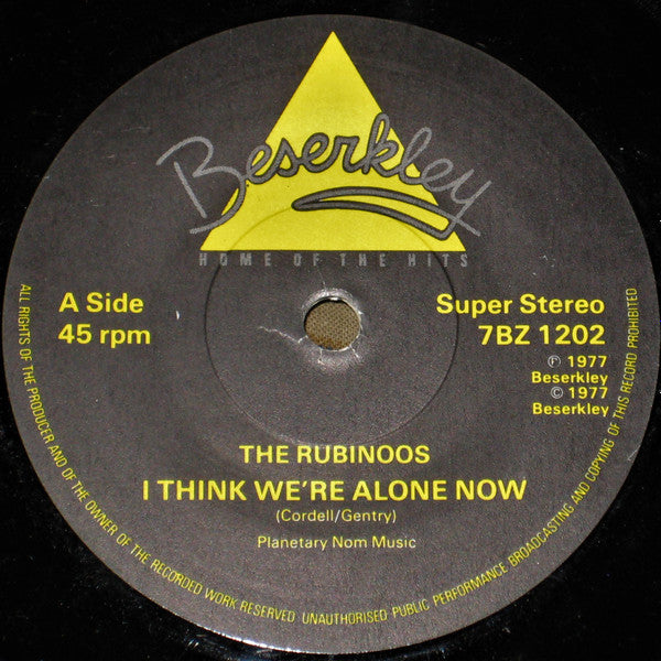 The Rubinoos : I Think We're Alone Now (7", Single, RE)