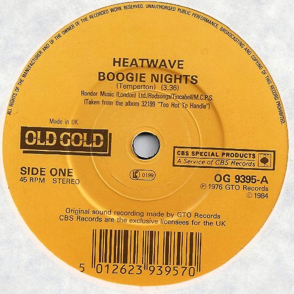 Heatwave : Boogie Nights / Always And Forever (7", Single, RE)