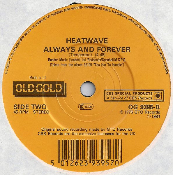 Heatwave : Boogie Nights / Always And Forever (7", Single, RE)