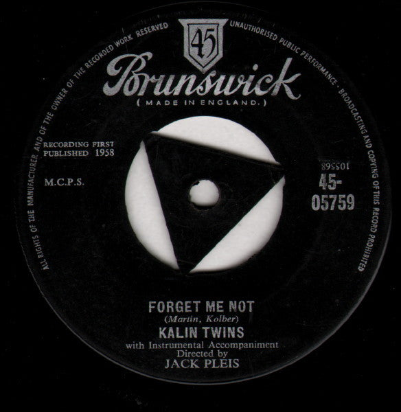 Kalin Twins : Forget Me Not (7", Single, Tri)