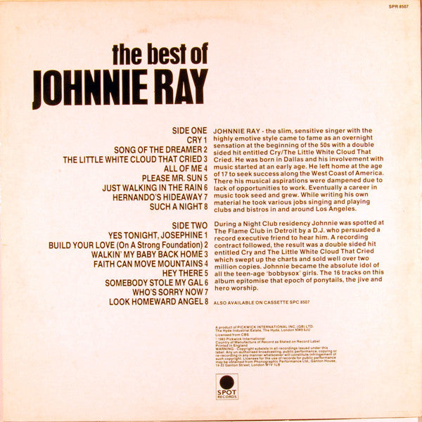 Johnnie Ray : The Best Of Johnnie Ray (LP, Comp)