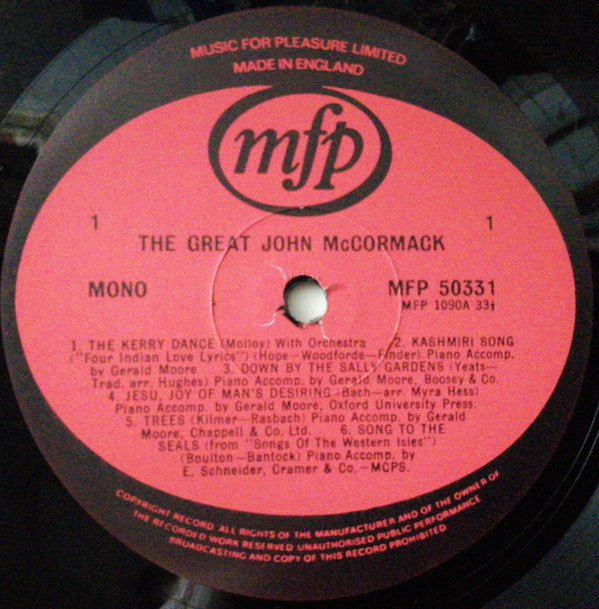 John McCormack (2) : The Great John McCormack (LP, Comp, Mono, RE, RP)
