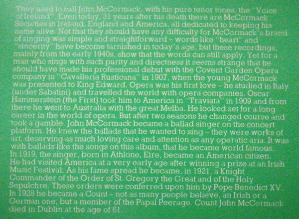 John McCormack (2) : The Great John McCormack (LP, Comp, Mono, RE, RP)