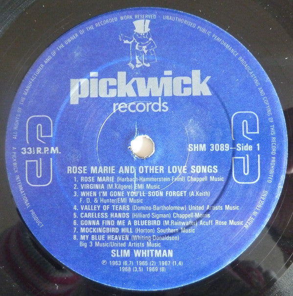 Slim Whitman : Rose Marie And Other Love Songs (LP, Comp)