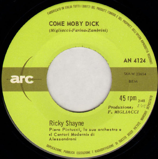 Ricky Shayne : Come Moby Dick (7", Mono)