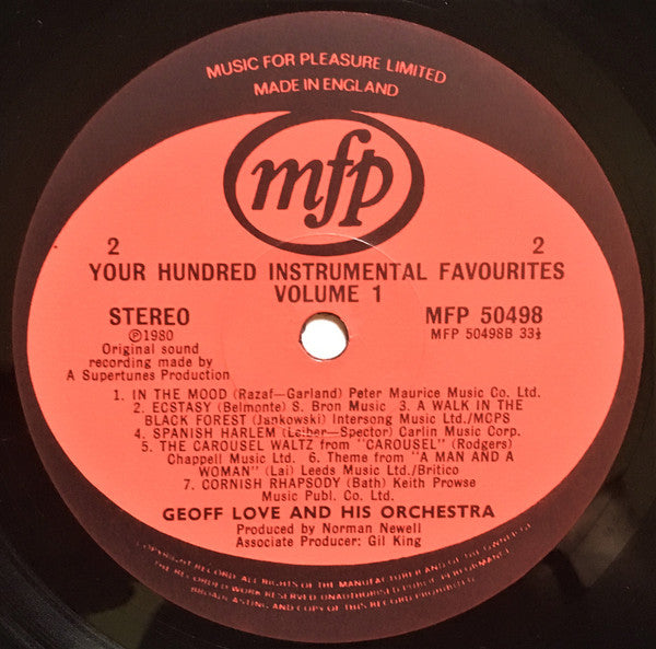 Geoff Love & His Orchestra : Your Hundred Instrumental Favourites Volume 1 (LP, Album, Comp)