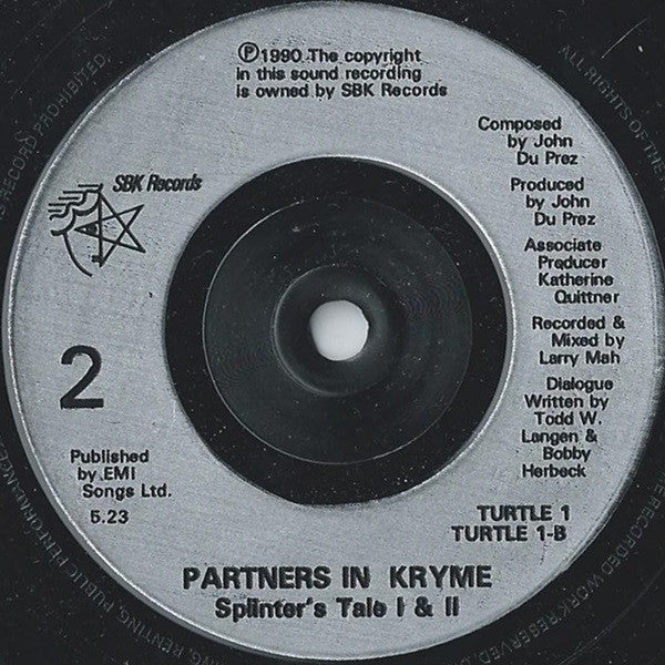 Partners In Kryme : Turtle Power (7", Single, M/Print, Inj)