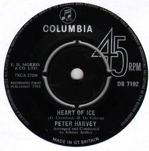 Peter Harvey (4) : Heart Of Ice (7", Single)