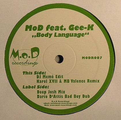 M.O.D. Feat. Gee K : Body Language (12")