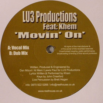 LU3 Productions Feat. Khem (3) : Movin' On (12")