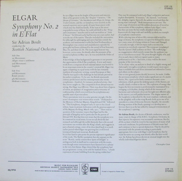 Sir Edward Elgar - Royal Scottish National Orchestra, Sir Adrian Boult : Symphony No. 2 In E Flat (LP)