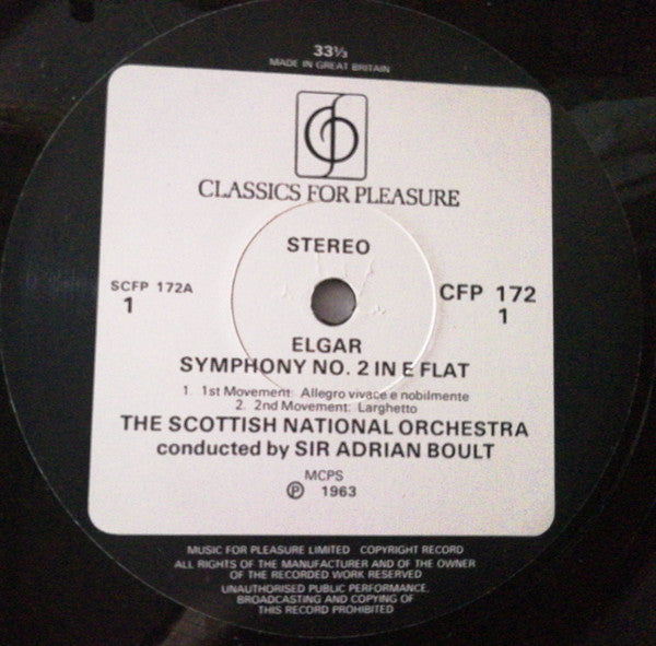 Sir Edward Elgar - Royal Scottish National Orchestra, Sir Adrian Boult : Symphony No. 2 In E Flat (LP)
