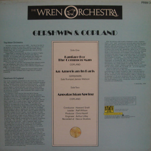 The Wren Orchestra : Gershwin & Copland (LP)