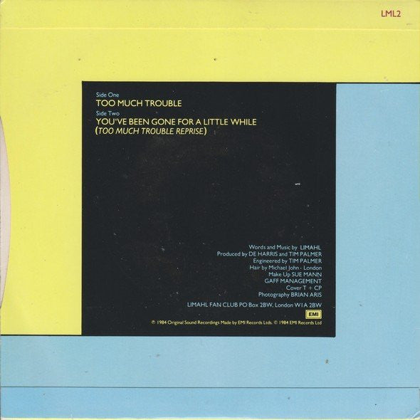 Limahl : Too Much Trouble (7", Single, Pus)