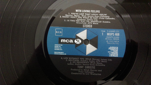 Tony Christie : With Loving Feeling (LP, Album, Bla)
