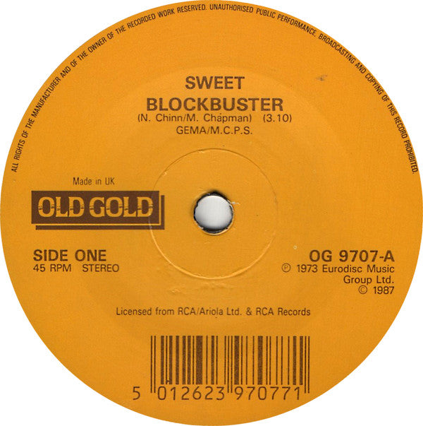 Sweet* : Block Buster / Little Willy (7", Single, RE)