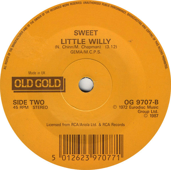 Sweet* : Block Buster / Little Willy (7", Single, RE)