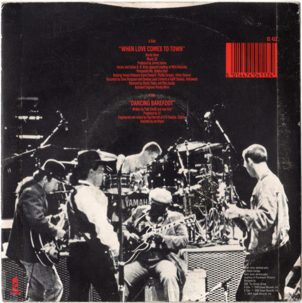 U2 With B.B. King : When Love Comes To Town (7", Single, Sil)