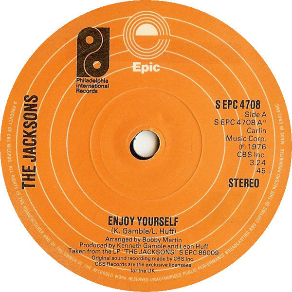 The Jacksons : Enjoy Yourself (7", Single, Sol)
