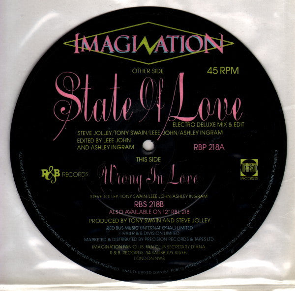 Imagination : State Of Love (7", Single, Pic)