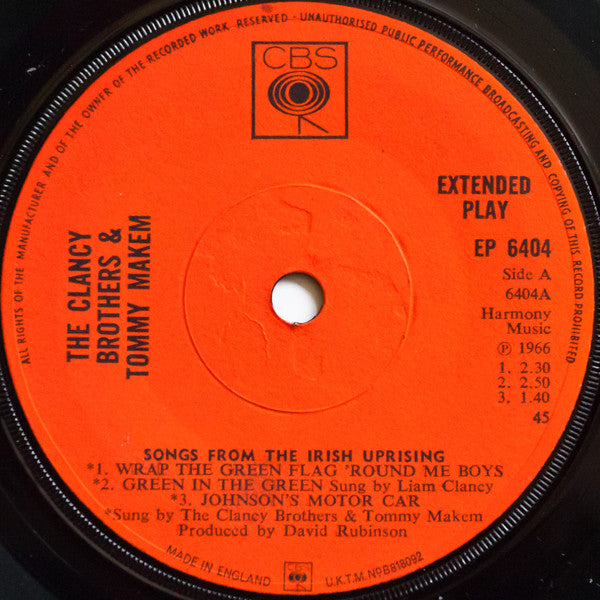 The Clancy Brothers & Tommy Makem : Songs From The Irish Uprising (7", EP)
