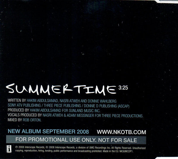 New Kids On The Block : Summertime (CD, Single, Promo)