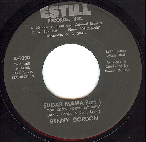 Benny Gordon : Sugar Mama (7")