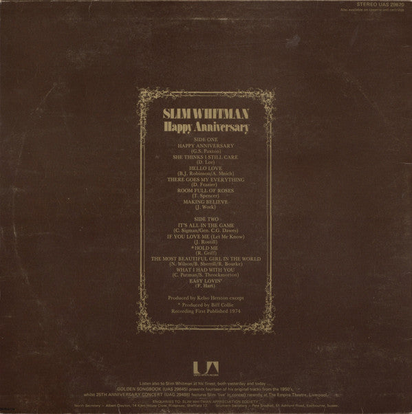 Slim Whitman : Happy Anniversary (LP, Album)