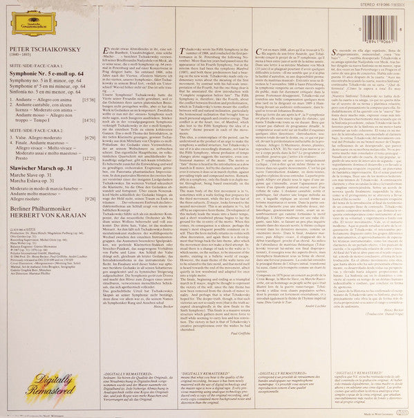 Pyotr Ilyich Tchaikovsky - Herbert Von Karajan - Berliner Philharmoniker : Symphonie Nr. 5 / Slawischer Marsch (LP, RM)