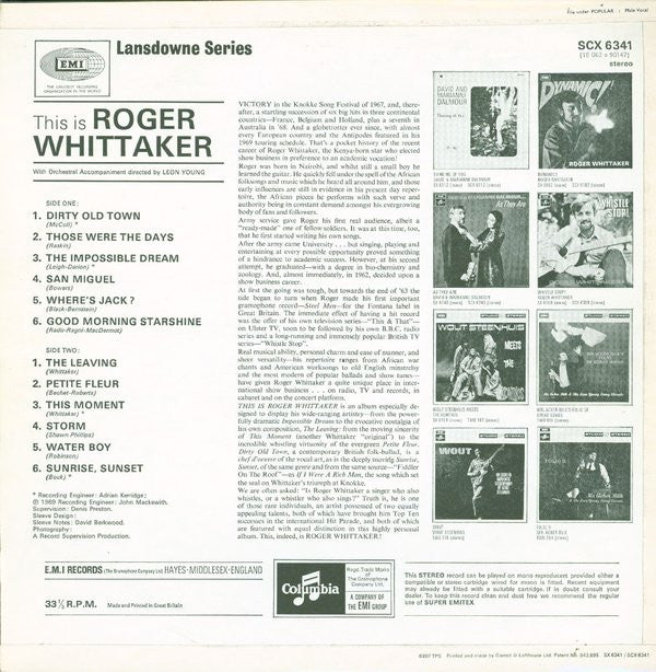 Roger Whittaker : This is Roger Whittaker (LP, Comp)