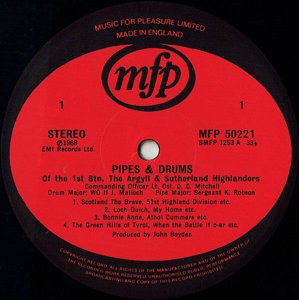 The Argyll And Sutherland Highlanders : Pipes & Drums Of (LP, RE)