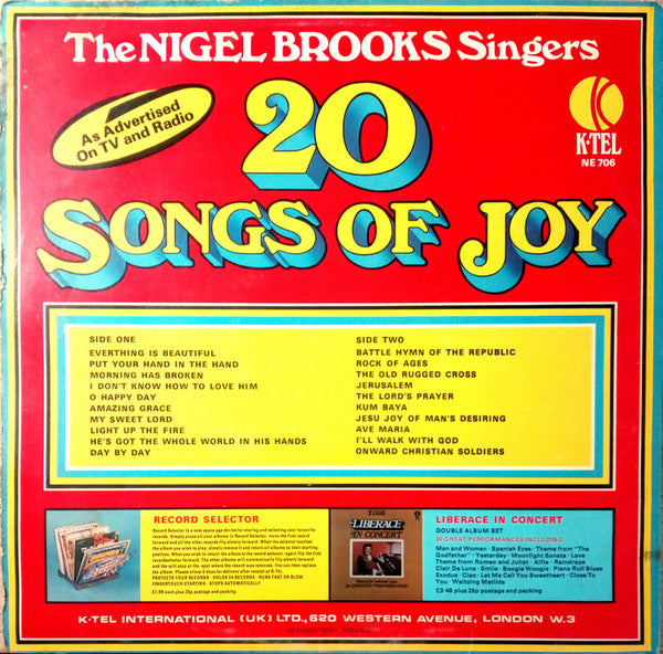 The Nigel Brooks Singers : 20 Songs Of Joy (LP)