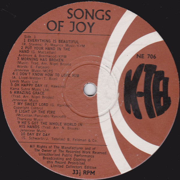 The Nigel Brooks Singers : 20 Songs Of Joy (LP)