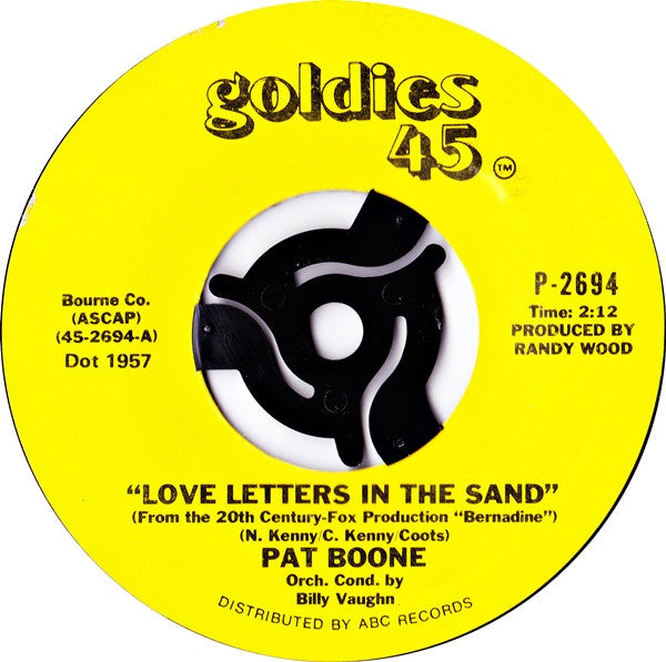 Pat Boone : Love Letters In The Sand (7", Single, RE)