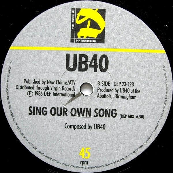 UB40 : Sing Our Own Song (12", Single)