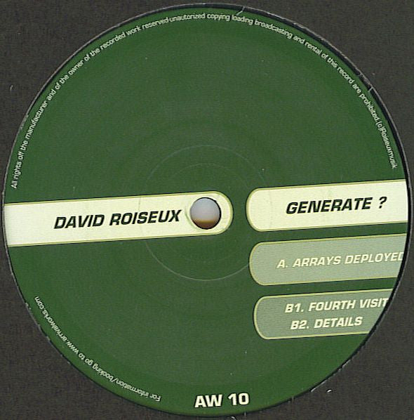 David Roiseux : Generate ? (12")