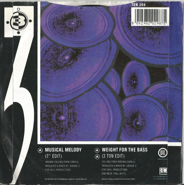 Unique 3 : Musical Melody / Weight For The Bass (7", Single)