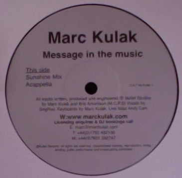 Marc Kulak : Message In The Music (12")