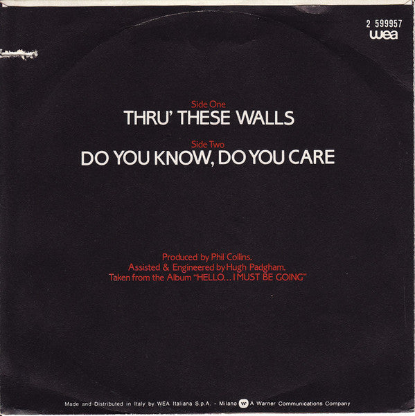 Phil Collins : Thru' These Walls (7")